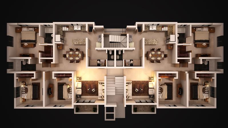 Planos de distribución de los apartamentos del Residencial Altos de Alameda