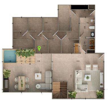 Plano del segundo piso del penthouse Tipo A de 211 m2 del proyecto Avenida Jacobo Majluta