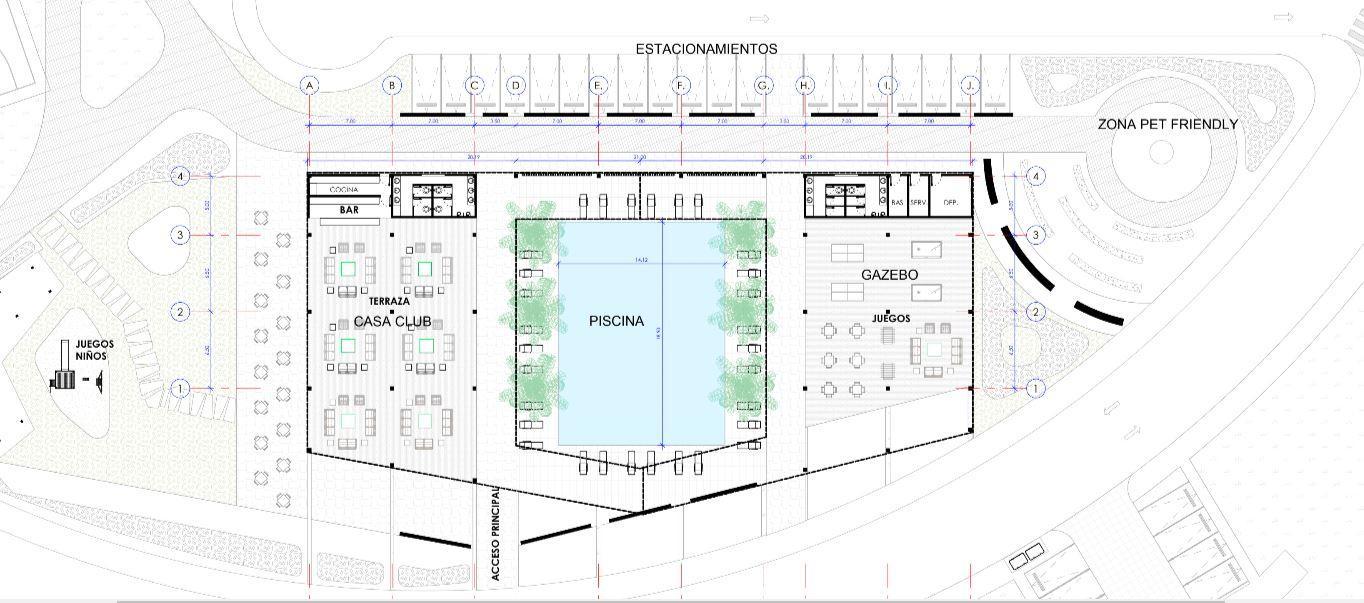 Plano de la casa club más grande del Residencial Ciudad Modelo II