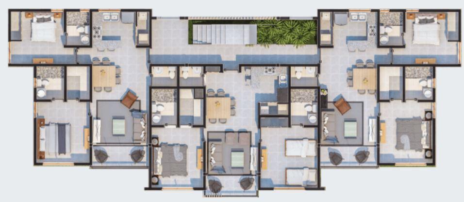 Plano de distribución apartamentos Tipo A Costa Bávaro Garden