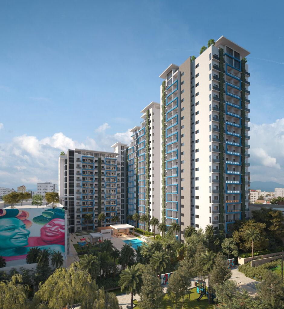 Torres de la zona residencial 2 del proyecto Murales con apartamentos en venta en Gazcue