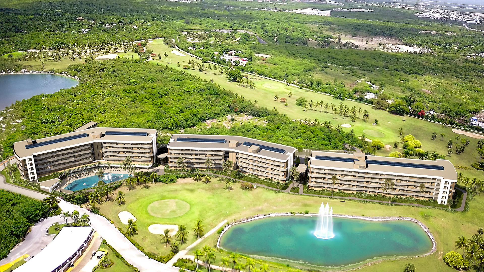Vista de pájaro de Palm View Punta Cana en el Coral Golf Resort, Cabeza de Toro