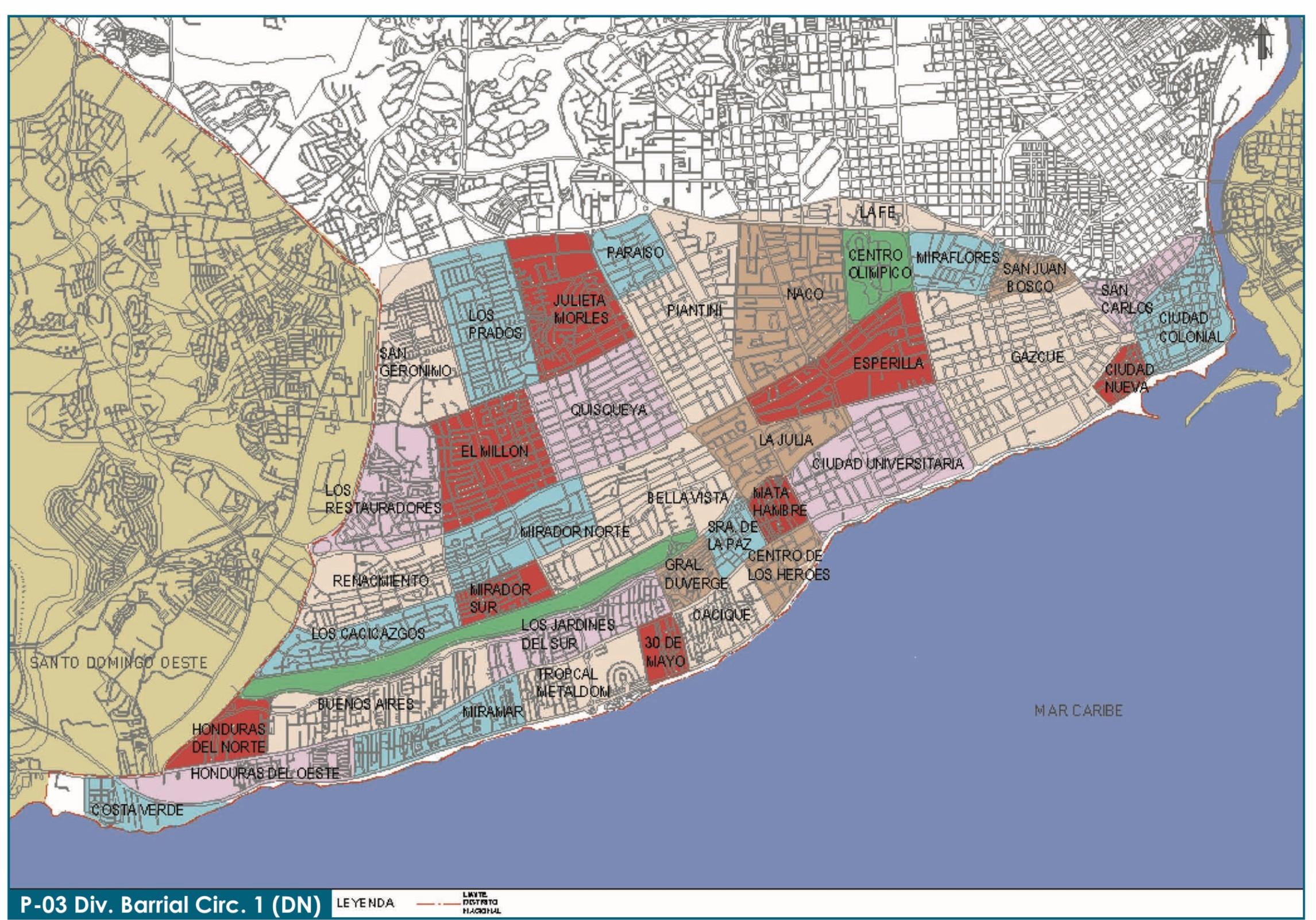 Zonificación de la zona sur oeste del Distrito Nacional