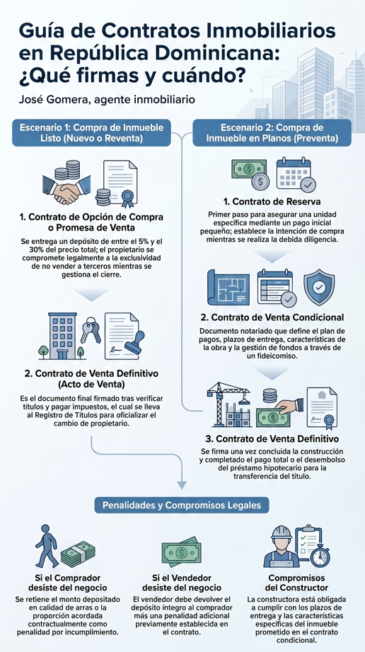 Infografía: tipos de contratos de venta de inmueble en RD