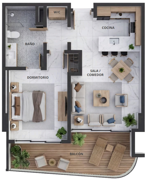 Plano del apartamento Tipo B de Prime Beach Residences Juan Dolio