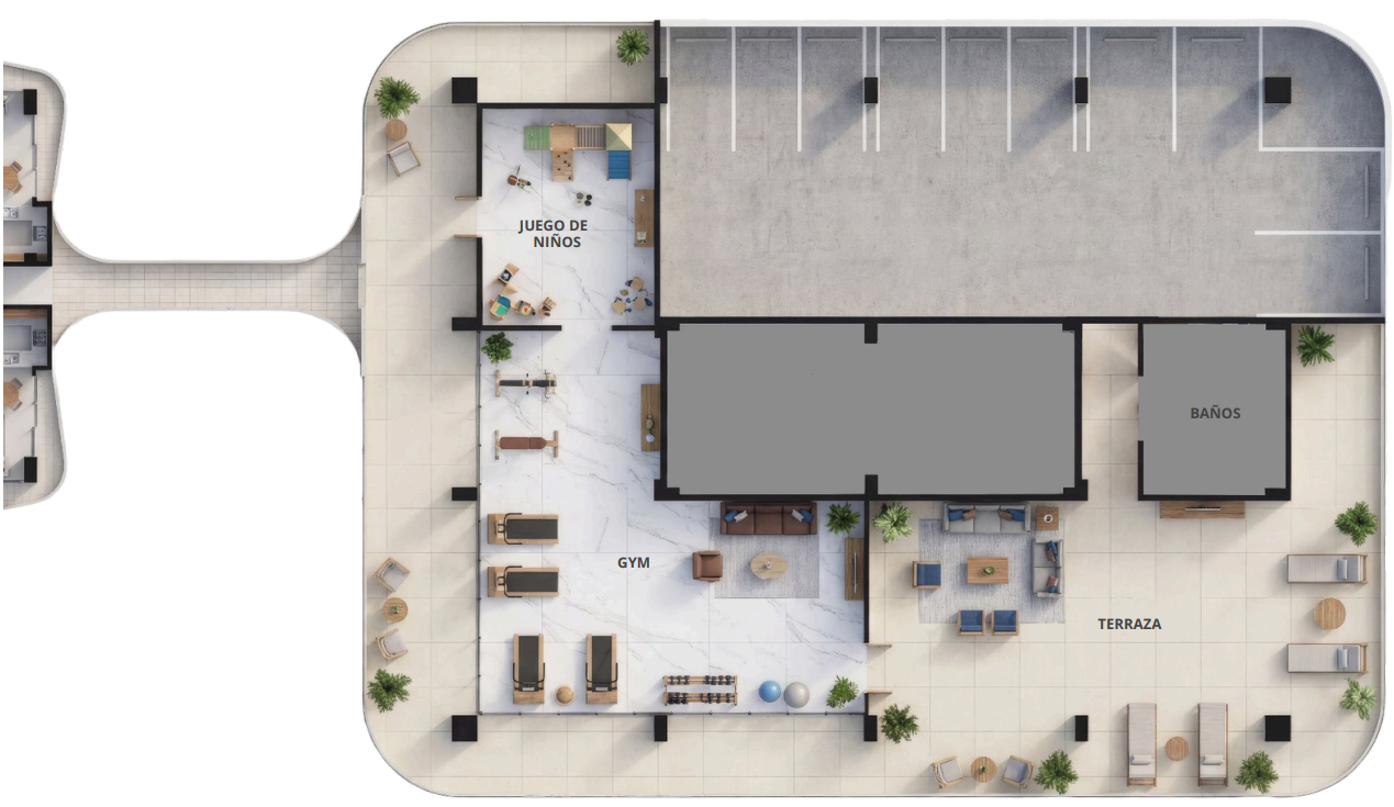Plano del nivel 6 de amenidades de Prime Beach Residences Juan Dolio