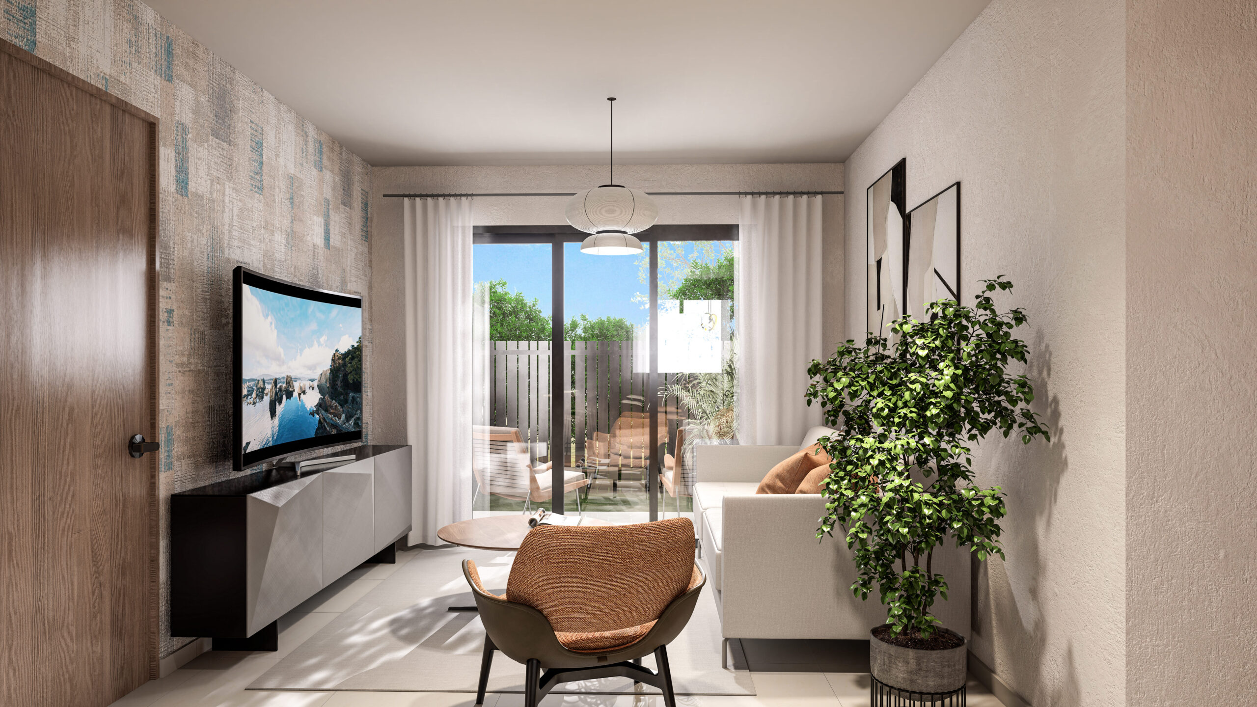 Riviera At Costa Blanca: apartamentos y penthouse a 10 minutos de la playa, caminando 13 Sala de un apartamento de Riviera At Costa Blanca