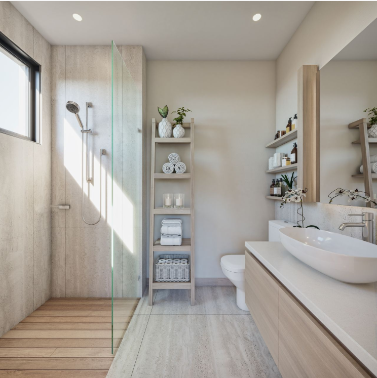 Baño con mampara de vidrio de City Place Luxury Condos