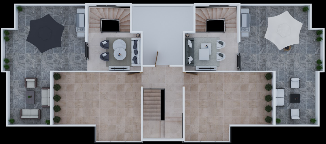 Plano del nivel de terraza del penthouse de Brisas Del Prado, terraza de 38 m²