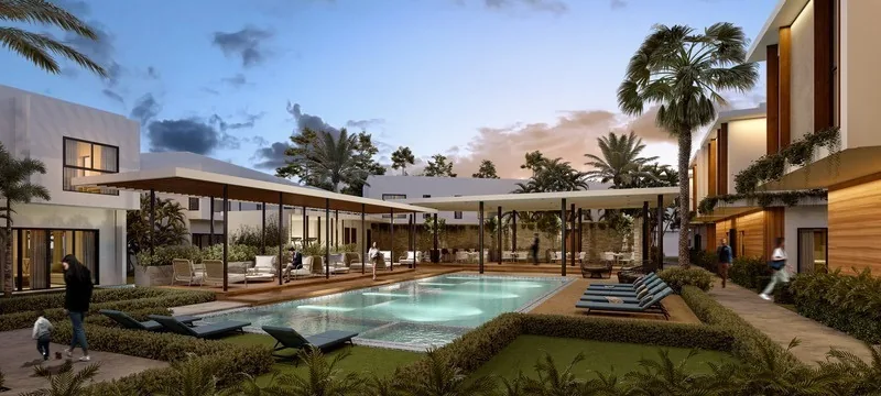Allegra Park: villas duplex nuevas en el Residencial Bávaro-Punta Cana 4 Área social con piscina de Allegra Park Punta Cana