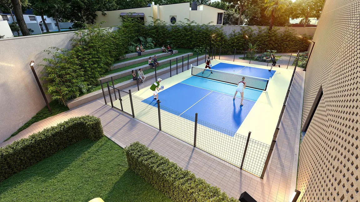 Cancha de pickleball de Traventto Santo Domingo, render ilustrativo