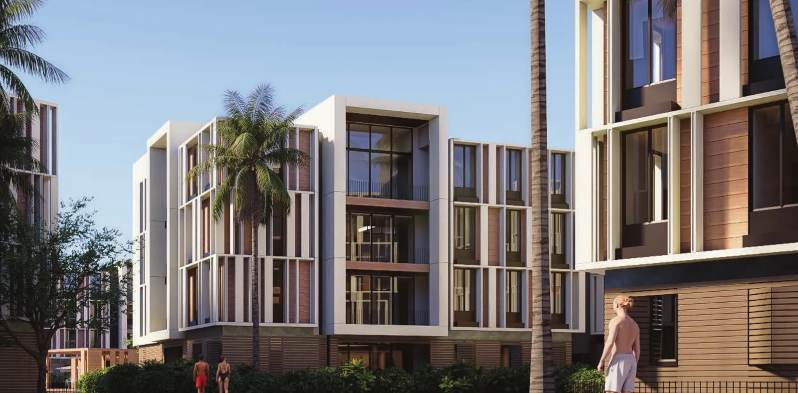 Edificio residencial de Distrito Playa Juan Dolio con fachada de celosías