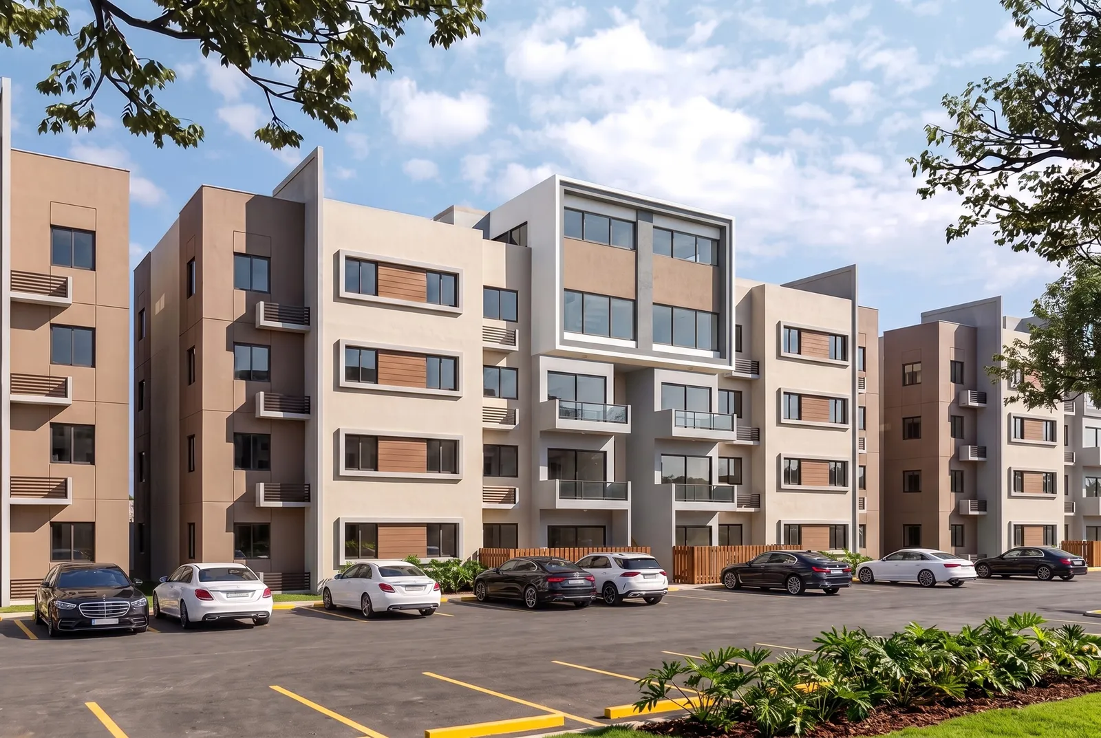 Edificio de la tipología A de Brisas de las Colinas 8, apartamentos de 3 habitaciones con servicio, render ilustrativo