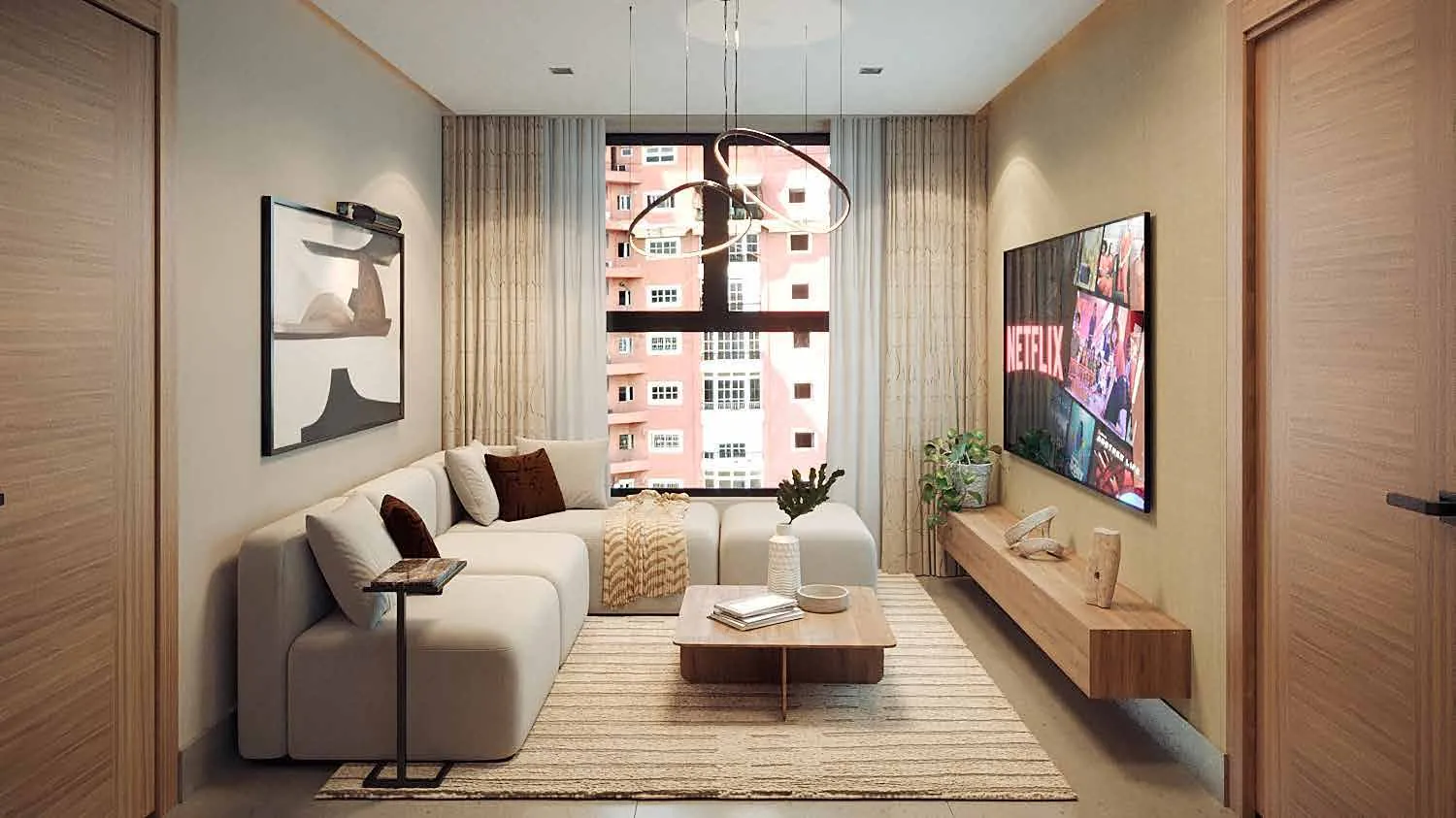 Estudio de un apartamento de Signature by Melcon, render con decoración de referencia