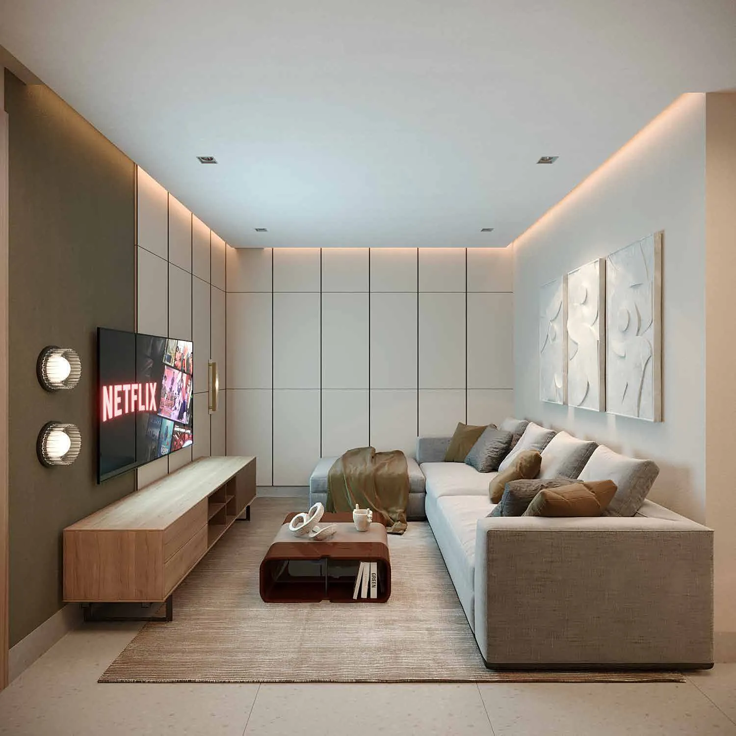 Estudio de un apartamento de Signature by Melcon, render con decoración de referencia