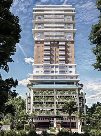 Fachada de la torre Civil Tower Oceance de 22 niveles en la Avenida España