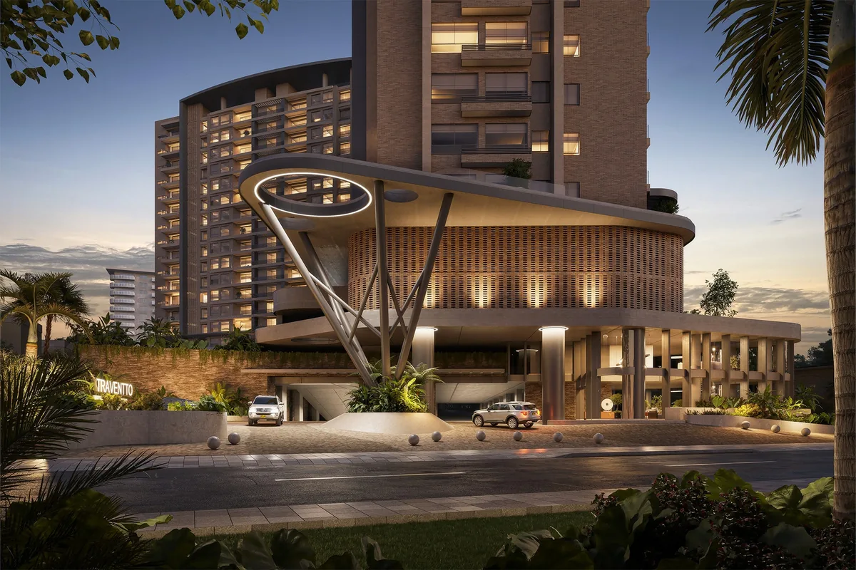 Fachada de Traventto Santo Domingo en la avenida Bolívar, La Esperilla, render ilustrativo