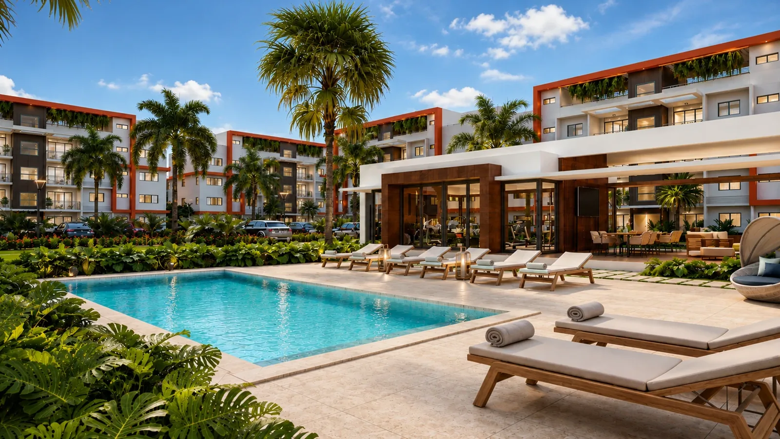 Piscina y gimnasio de Garden Life Boca Chica, apartamentos en venta en Boca Chica