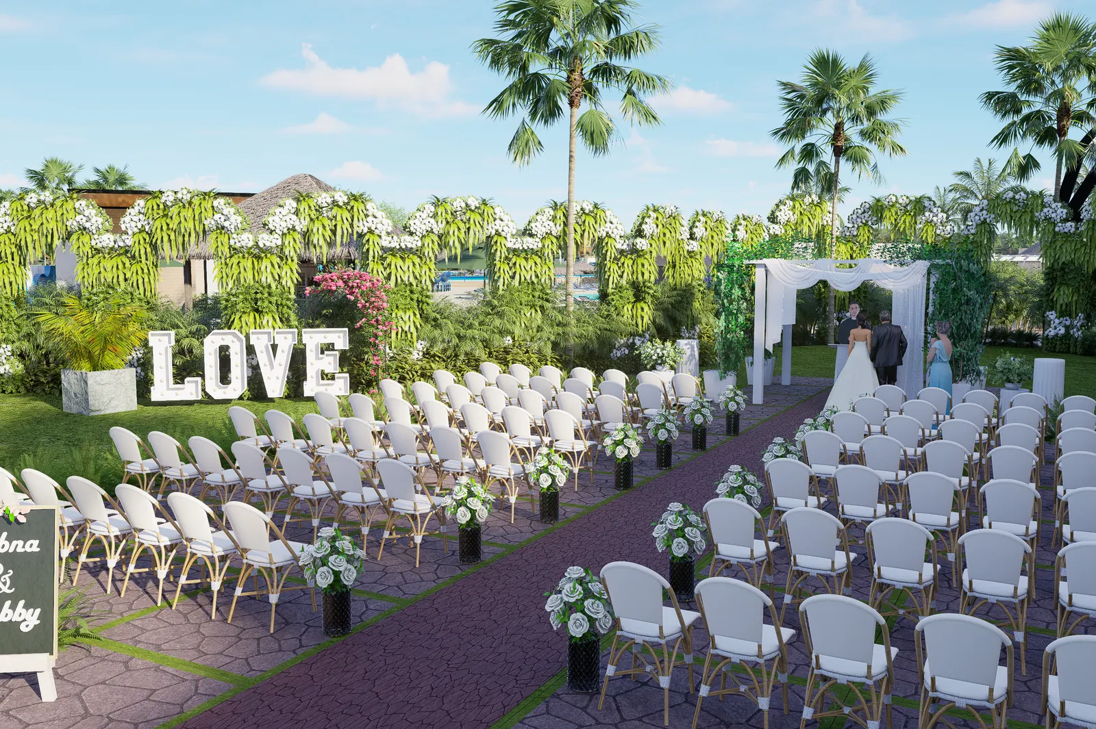 Jardín del gazebo de eventos de Cruise On Land Punta Cana