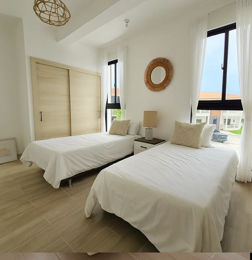 Allegra Park: villas duplex nuevas en el Residencial Bávaro-Punta Cana 22 Habitación con dos camas de la villa de 3 habitaciones de Allegra Park Punta Cana