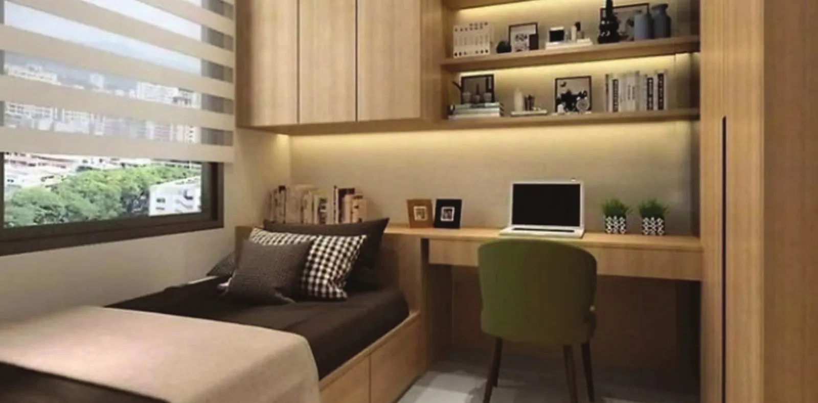 Habitación con escritorio del apartamento Tipo B de Distrito Playa Juan Dolio