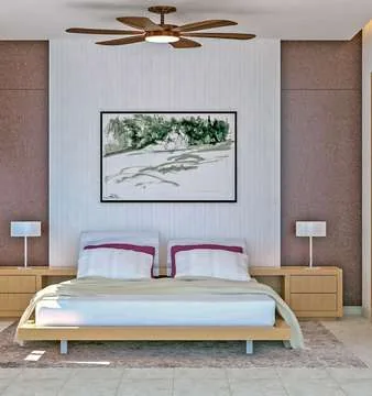 Habitación con ventilador de techo en Julio Adriano Residences