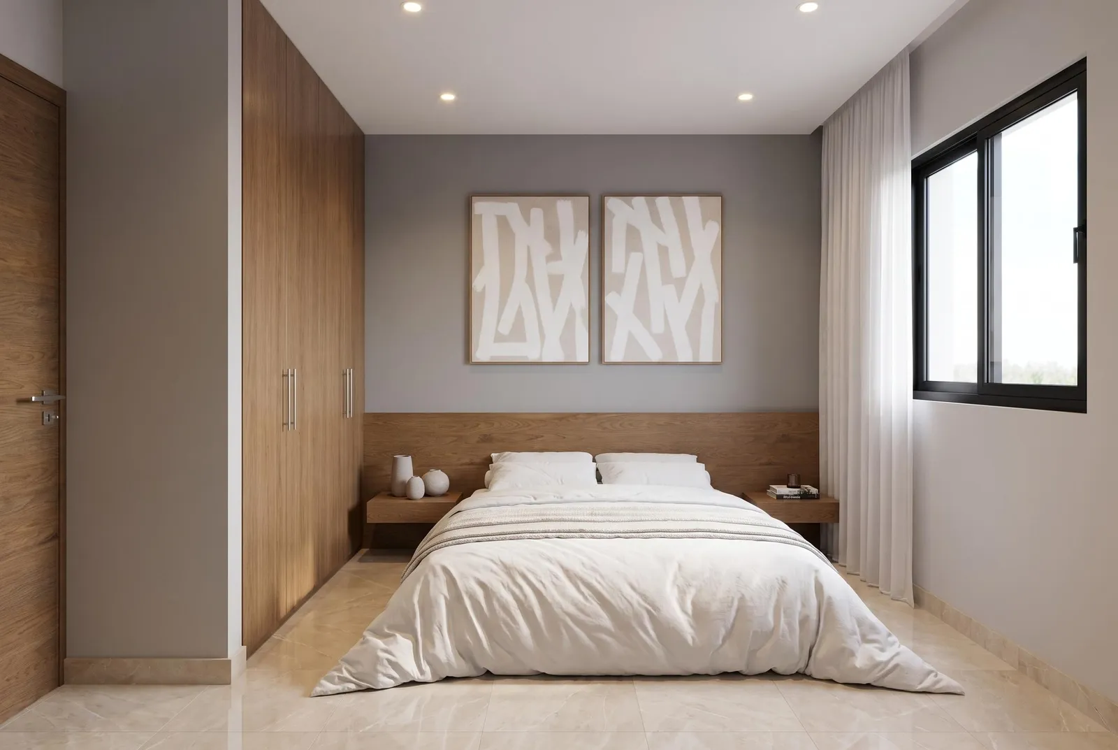Habitación principal con closet integrado en Brisas de las Colinas 8, render ilustrativo