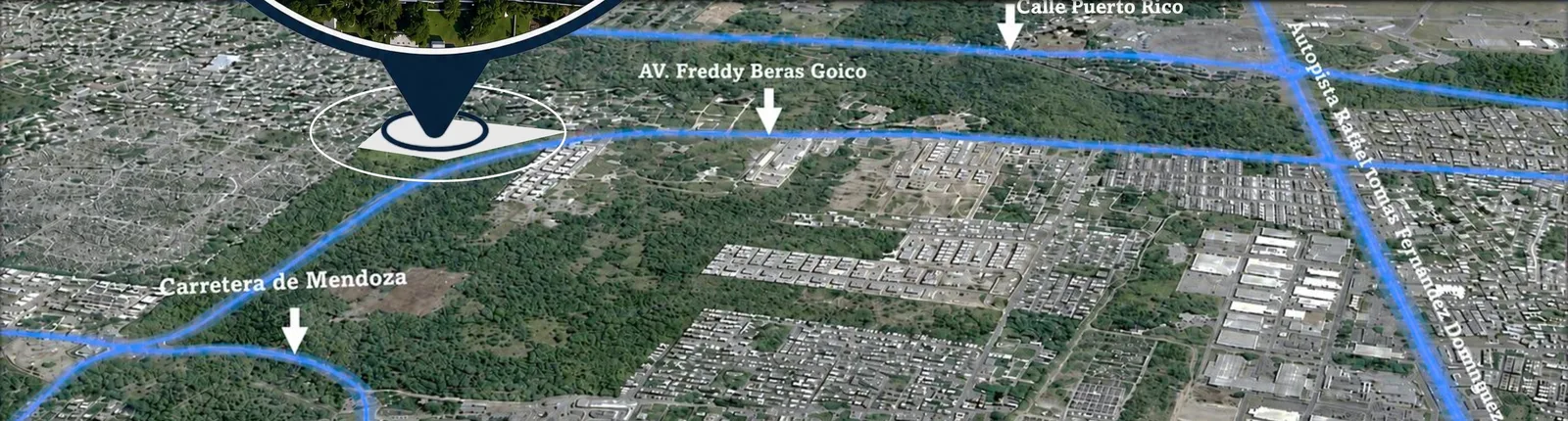 Mapa de ubicación de Brisas de las Colinas 8 sobre la avenida Freddy Beras Goico, cerca de la carretera de Mendoza y la autopista Rafael Tomás Fernández Domínguez