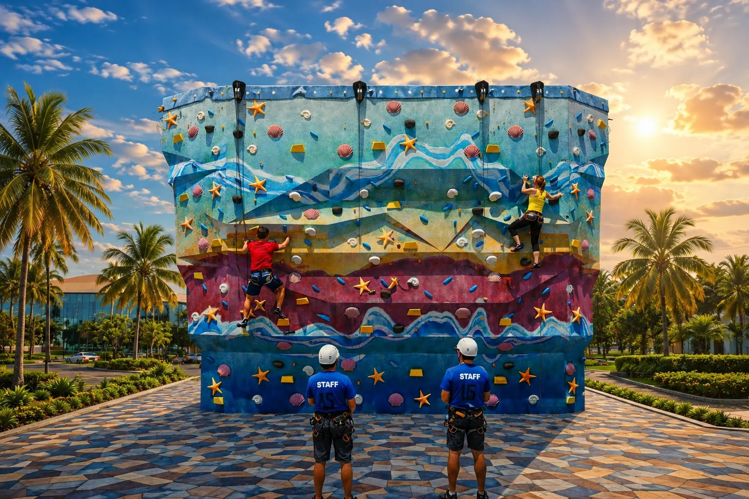 Pared de escalar de colores de Cruise On Land Punta Cana