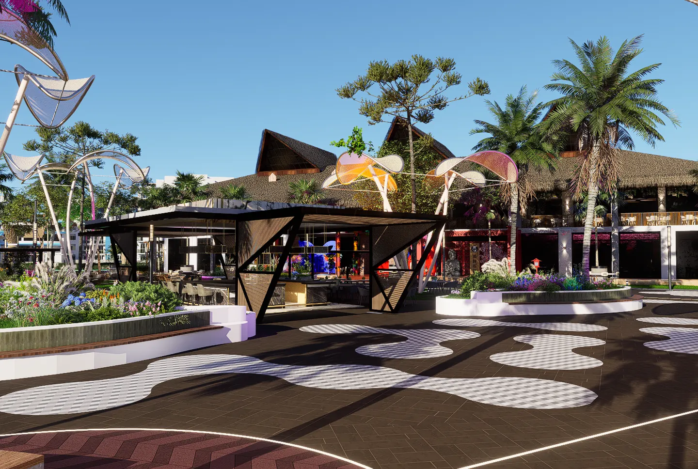 Plaza del paseo gastronómico de Cruise On Land Punta Cana