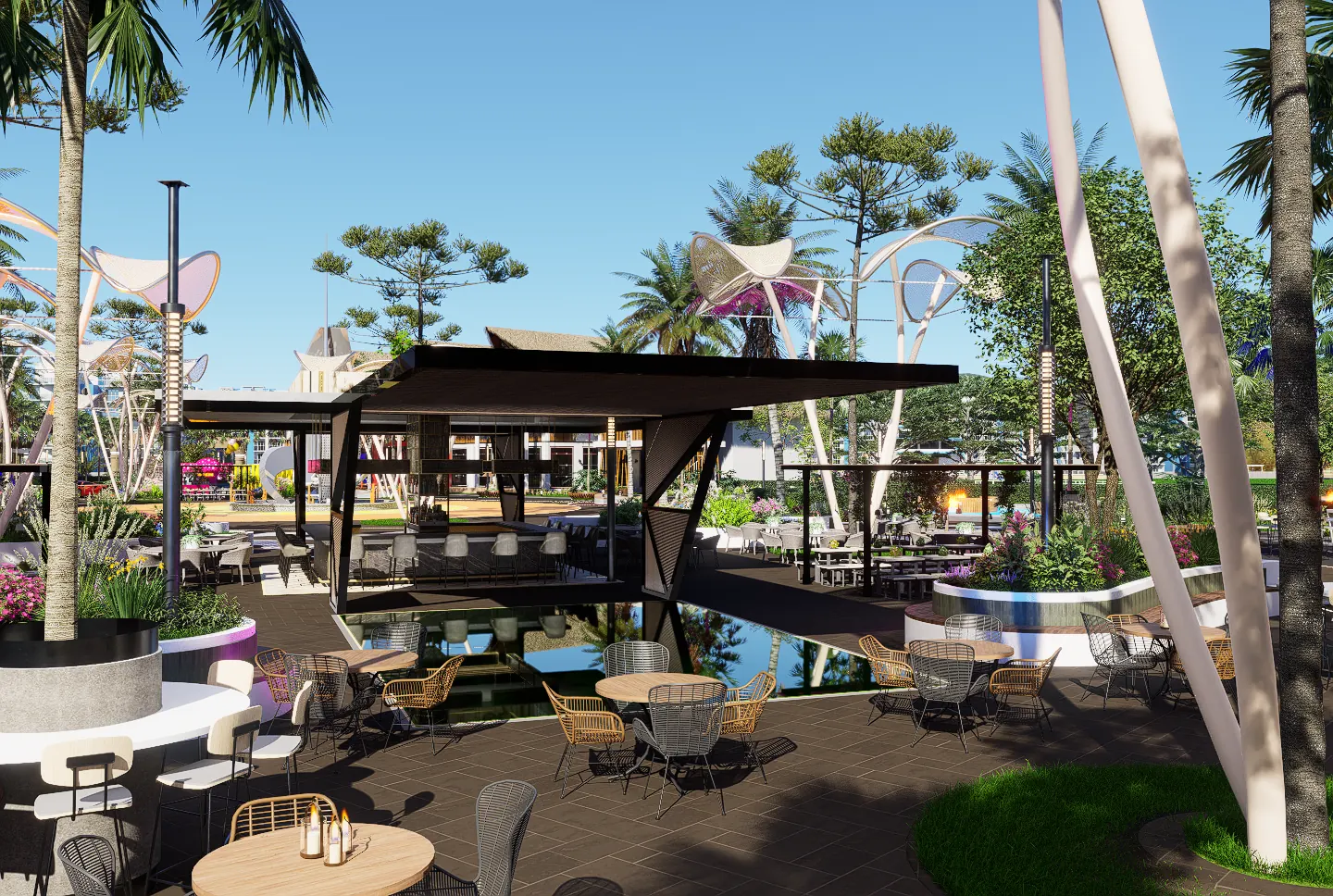 Restaurante con terraza del paseo gastronómico de Cruise On Land Punta Cana