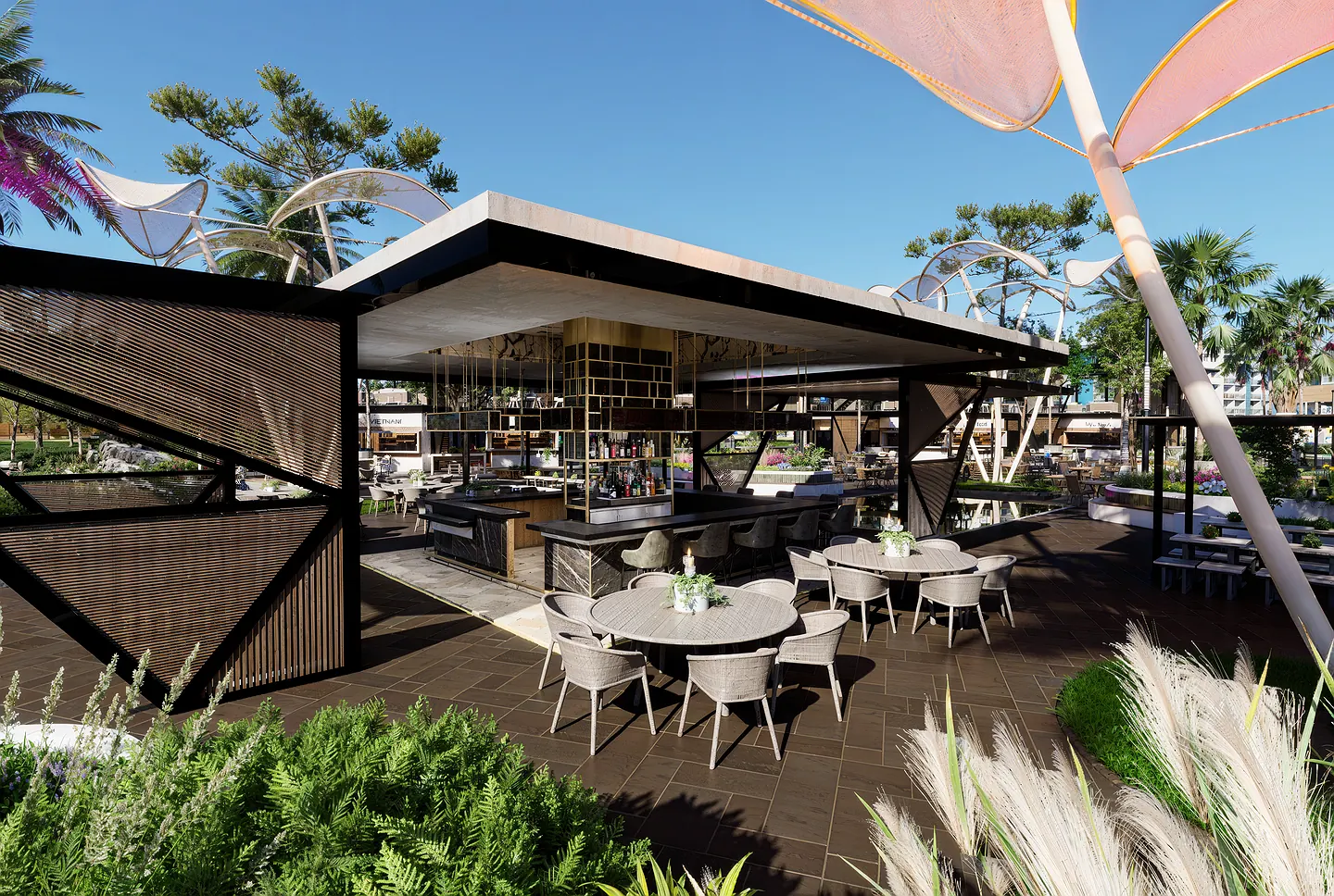 Restaurante techado del paseo gastronómico de Cruise On Land Punta Cana