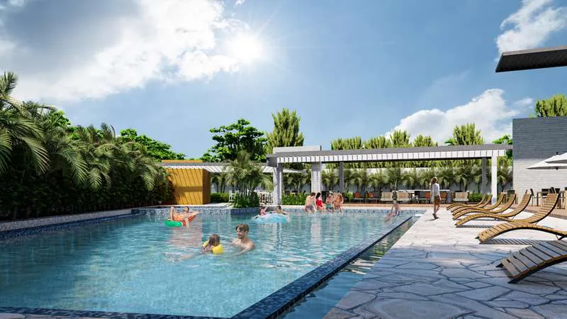 Piscina del área social de Julio Adriano Residences