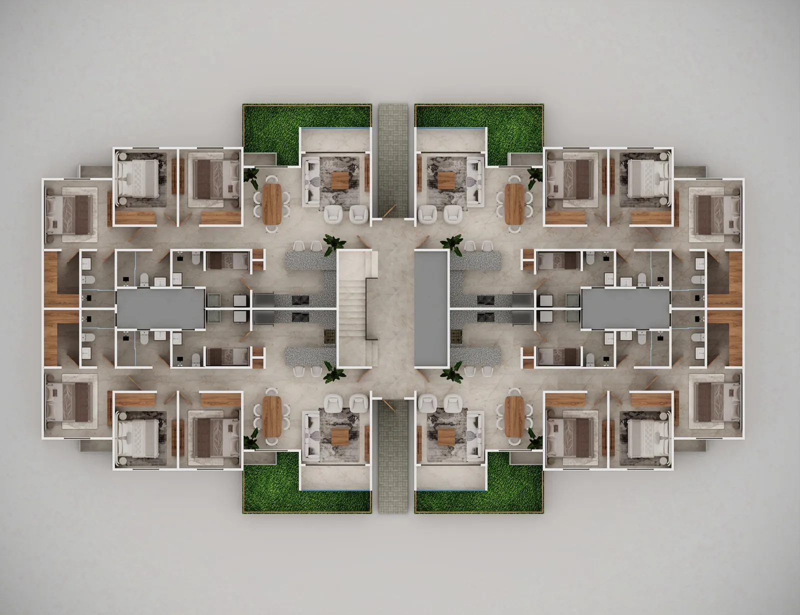 Plano de planta de la tipología A de Brisas de las Colinas 8: 3 habitaciones, 2 baños y habitación de servicio, 106 m²