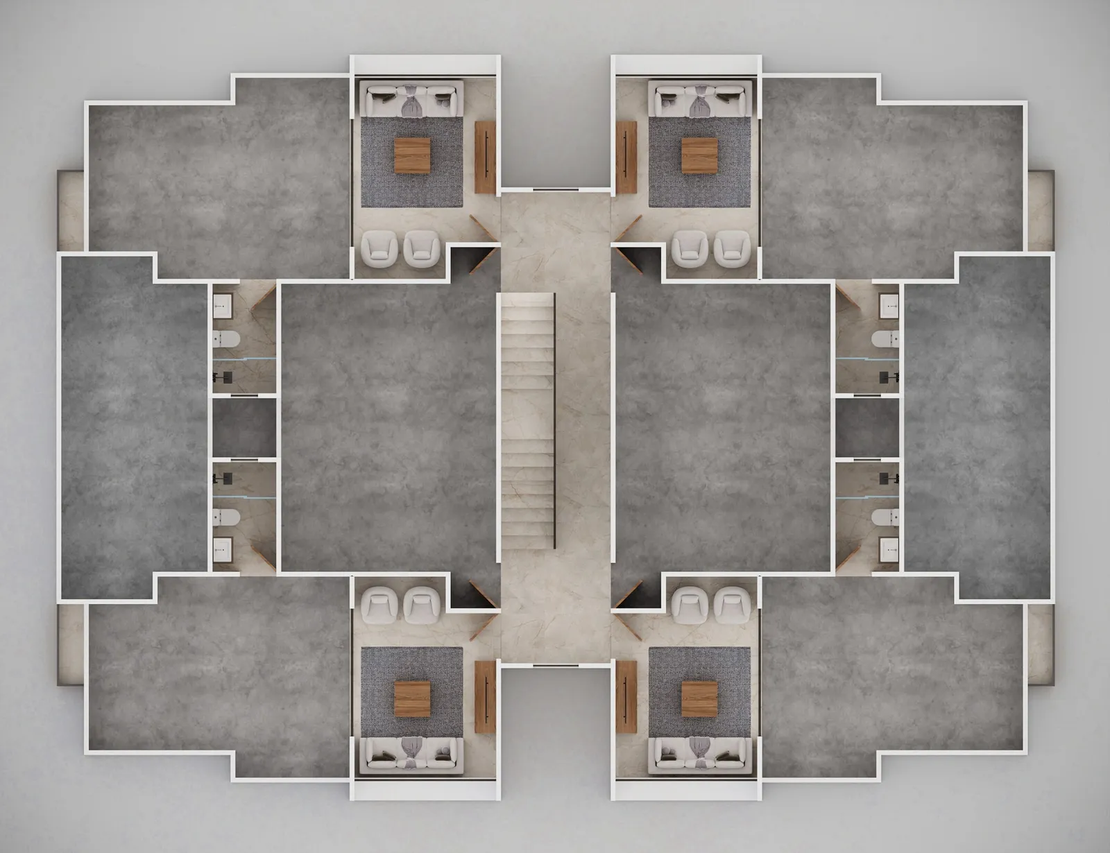 Plano de la azotea privada de los apartamentos del nivel 4, tipología C, en Brisas de las Colinas 8: 38 m² de terraza techada y destechada