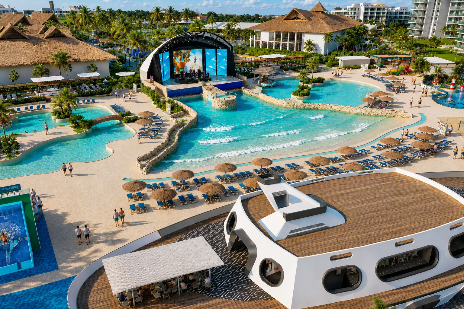 Orilla de arena de la playa artificial de Cruise On Land Punta Cana