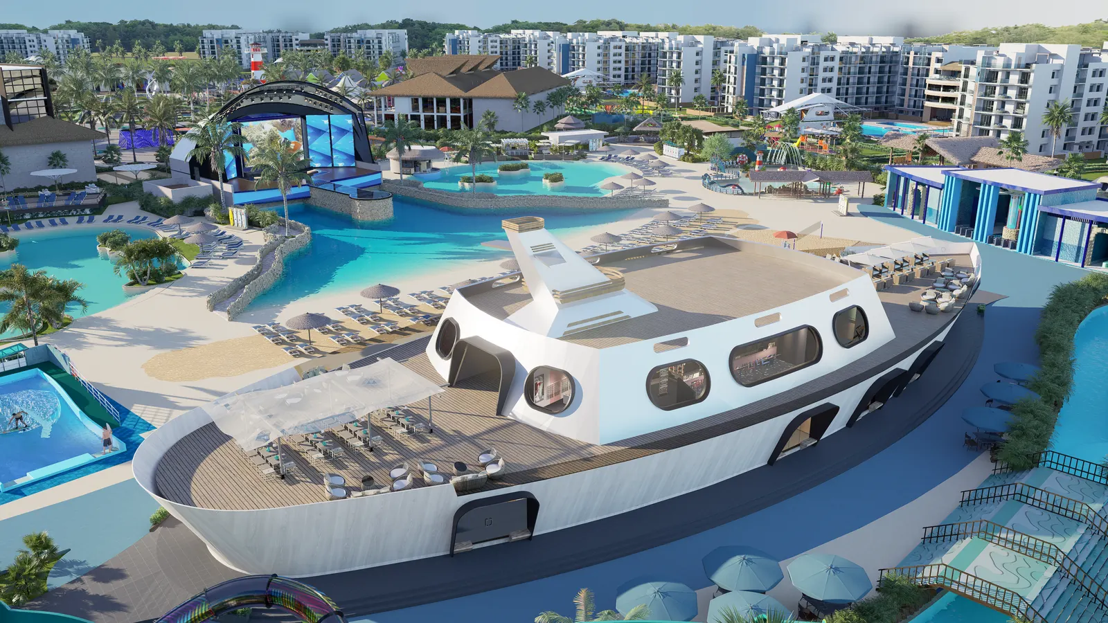 Vista aérea de la Plaza Barco de Cruise On Land Punta Cana