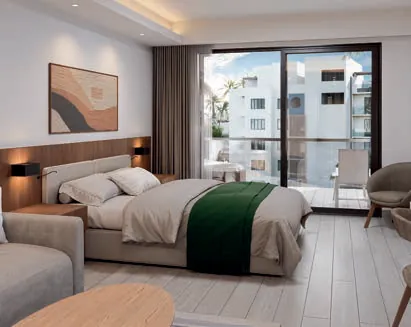 Render 3D de la habitación de la Suite Hotelera Royal de Cruise On Land Punta Cana
