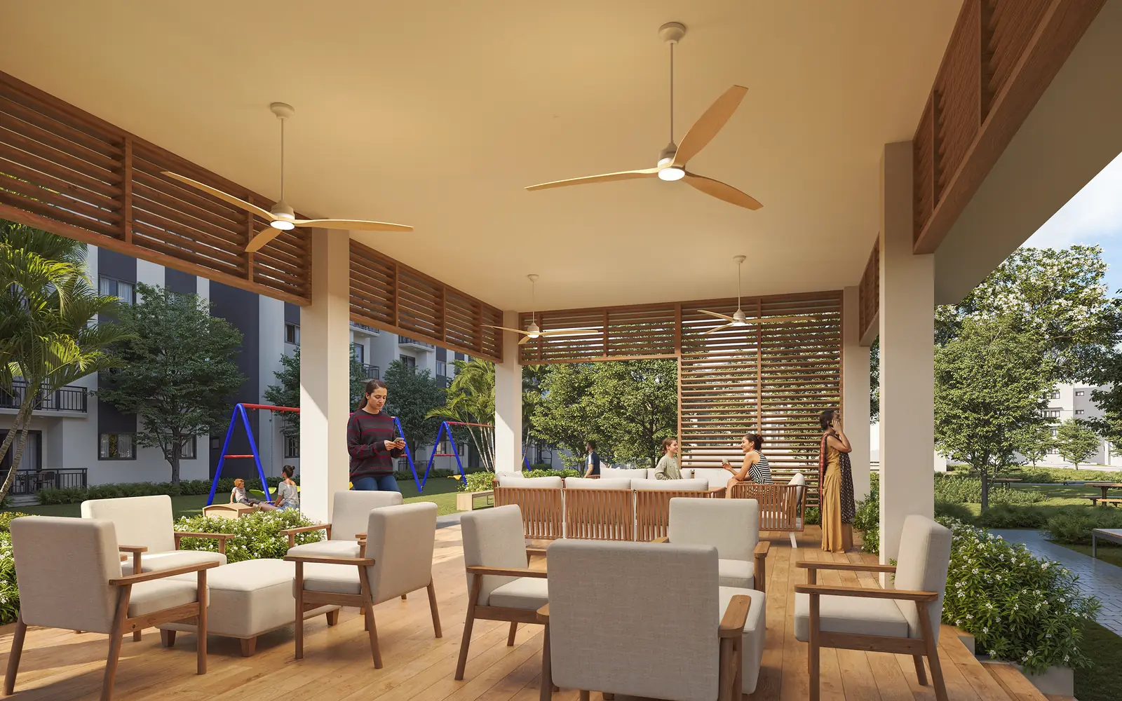 Sala de estar techada del gazebo de Brisas de las Colinas 7