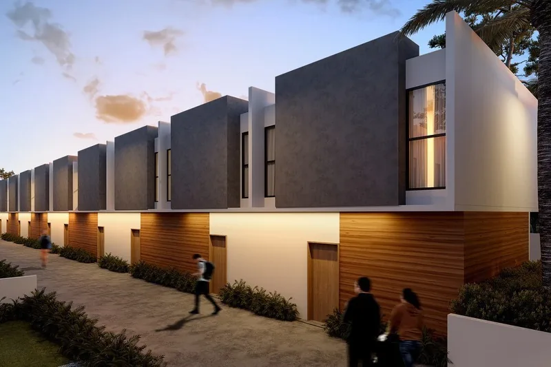 Allegra Park: villas duplex nuevas en el Residencial Bávaro-Punta Cana 11 Villas duplex de 2 habitaciones de Allegra Park Punta Cana al atardecer