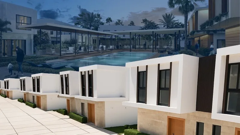 Allegra Park: villas duplex nuevas en el Residencial Bávaro-Punta Cana 1 Villas townhouse de Allegra Park Punta Cana frente a la piscina
