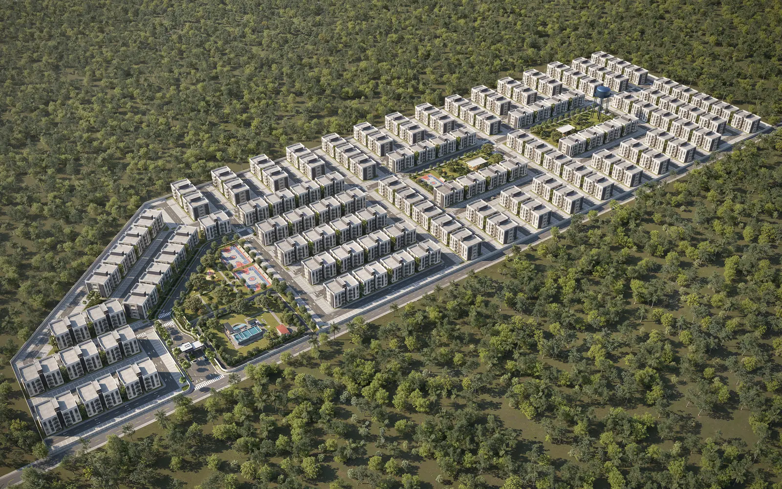 Vista aérea del residencial Brisas de las Colinas 7 en San Luis, Santo Domingo Este
